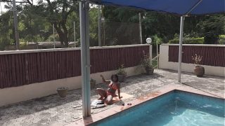 Fun at the pool Flower gets her pussy eaten