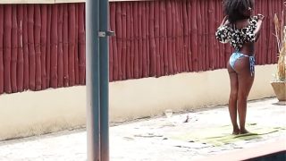 Horny Flower get pool cleaner to clean her pussy before fucking her and his cum all over her pussy